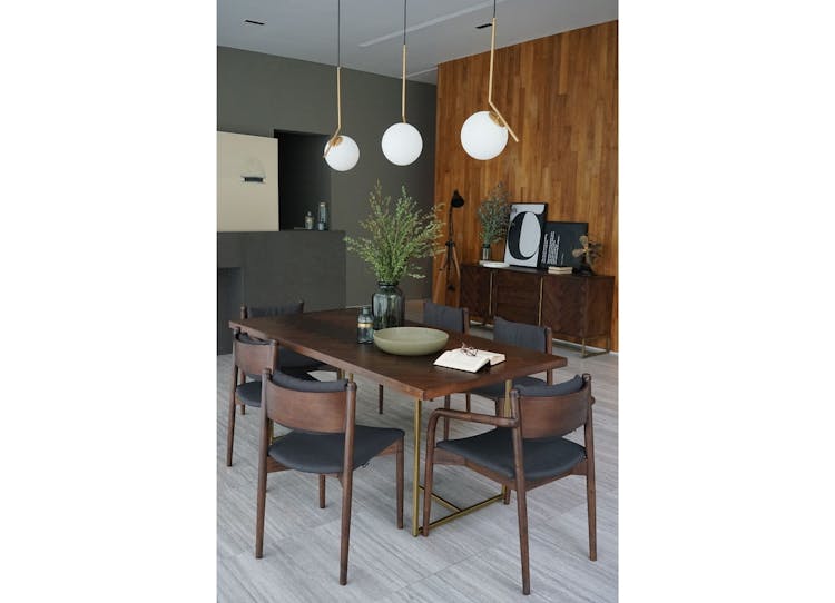 null | Bruno Dining Table with 6 Arm Chairs