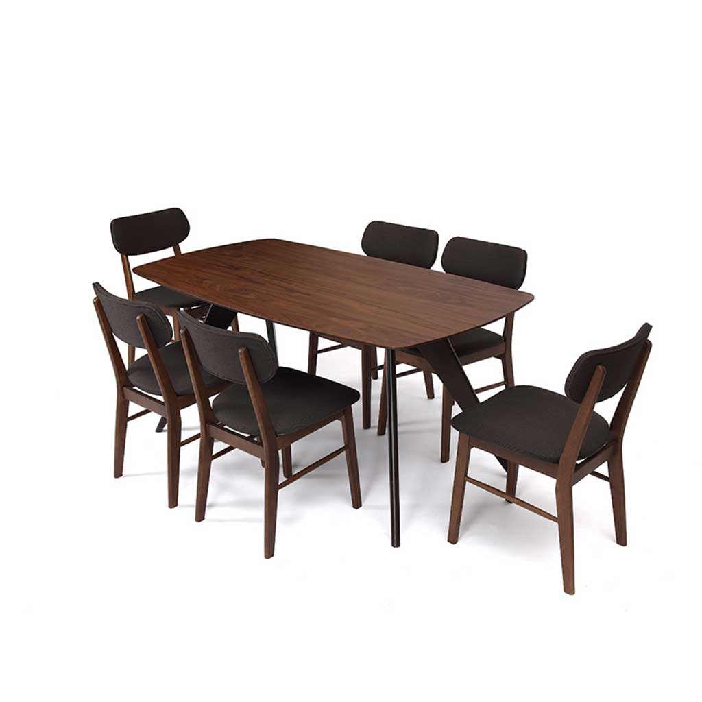 Crimson 1.6M Dining Table + 6 Side Chairs N466 (Set)