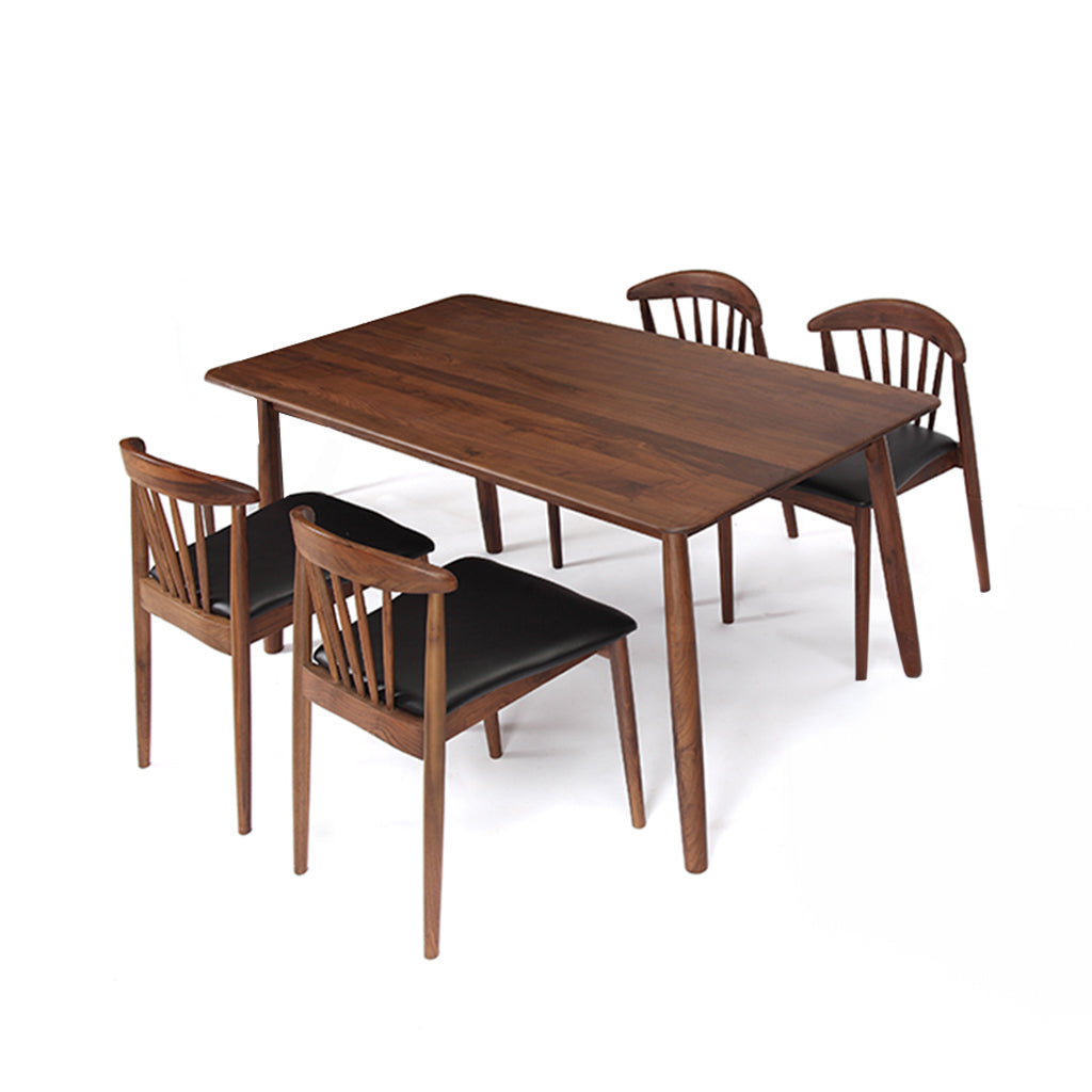 Kendra 1.5M Dining Table + 4 Side Chairs Leather L079 (Set)